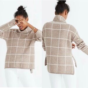 New with Tags Madewell Windowpane Turtleneck Sweater